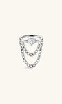 kosiner jewelry Implant - Grade Titanium Round CZ Double Chain Hoop