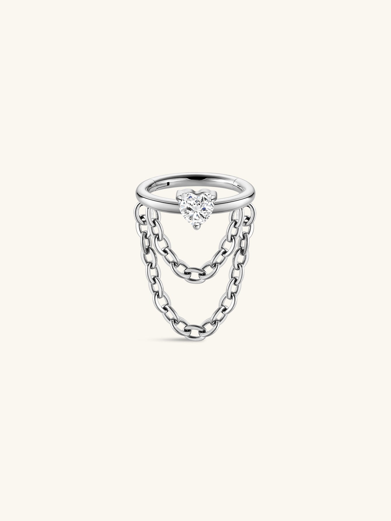 kosiner jewelry Implant - Grade Titanium Round CZ Double Chain Hoop