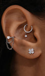 kosiner jewelry Implant - Grade Titanium Round CZ Double Chain Hoop