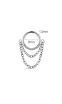 kosiner jewelry Implant - Grade Titanium Pavé CZ Bar Double Chain Hoop