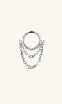 kosiner jewelry Implant - Grade Titanium Pavé CZ Bar Double Chain Hoop
