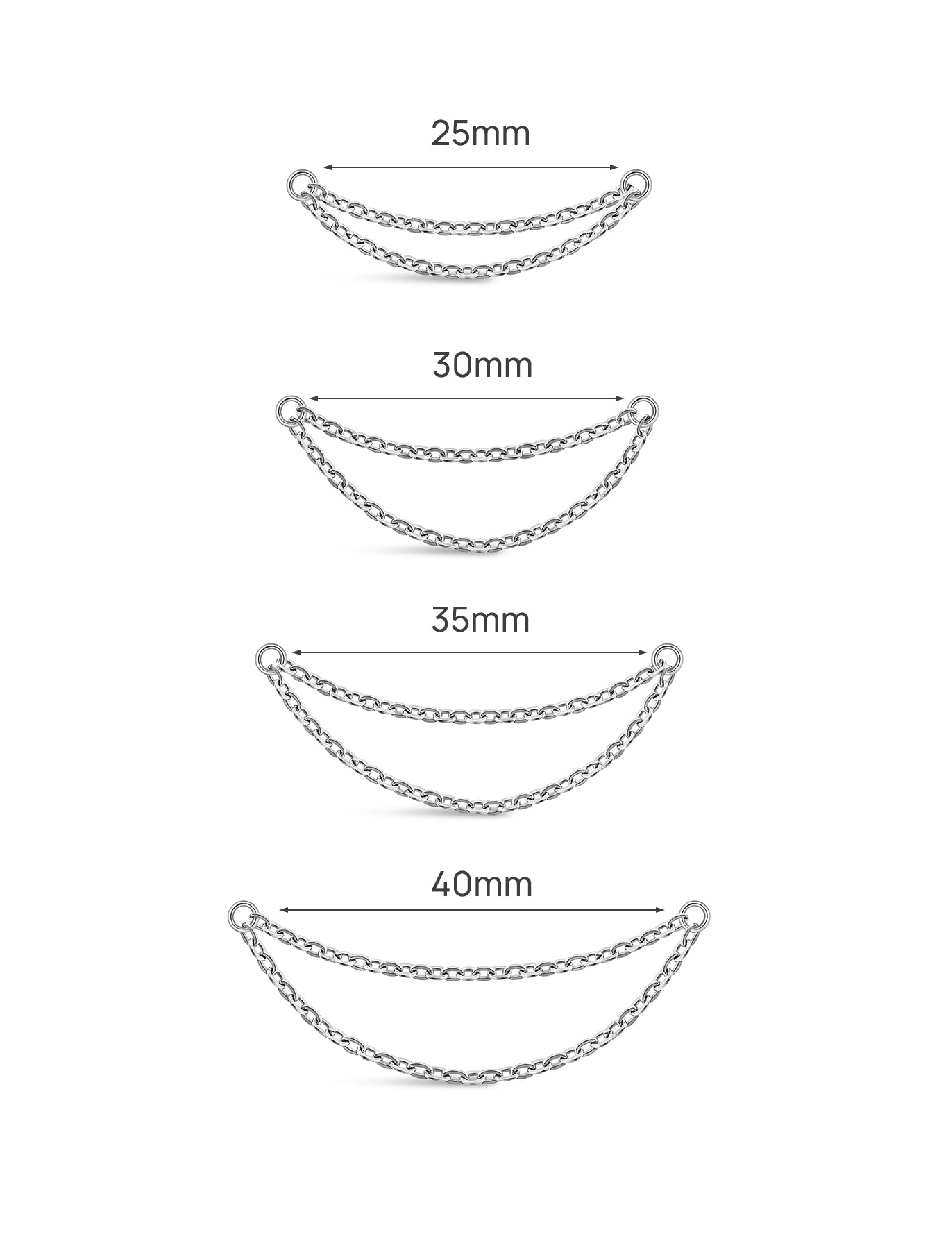 Corrente de piercing de gota única de titânio de grau de implante