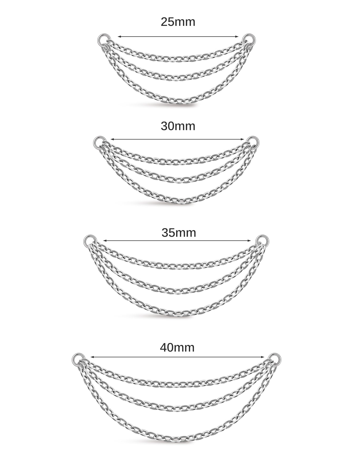 kosiner jewelry Implant - Grade Titanium Double Layer Drop Piercing Chain