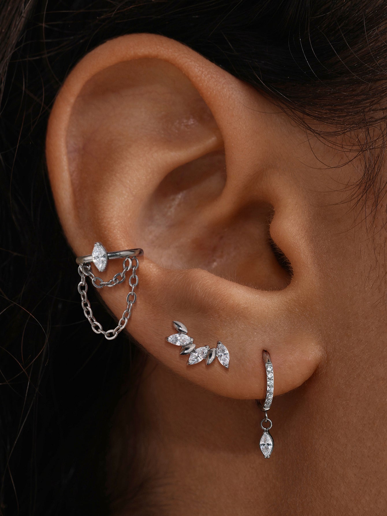 Implant-Grade Titanium Marquise CZ Drop Hoop