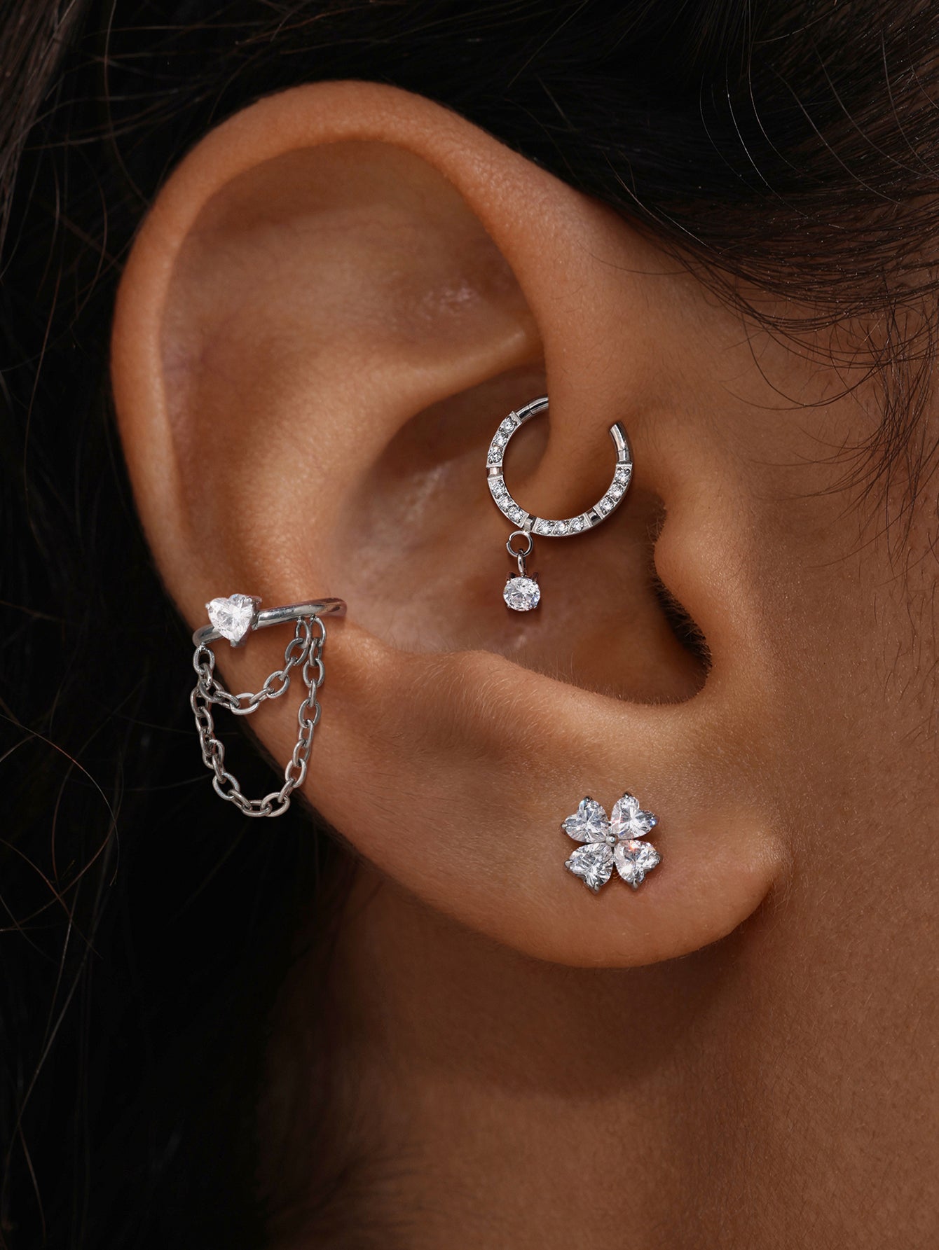 Aro de gota de titânio CZ Solitaire de grau de implante