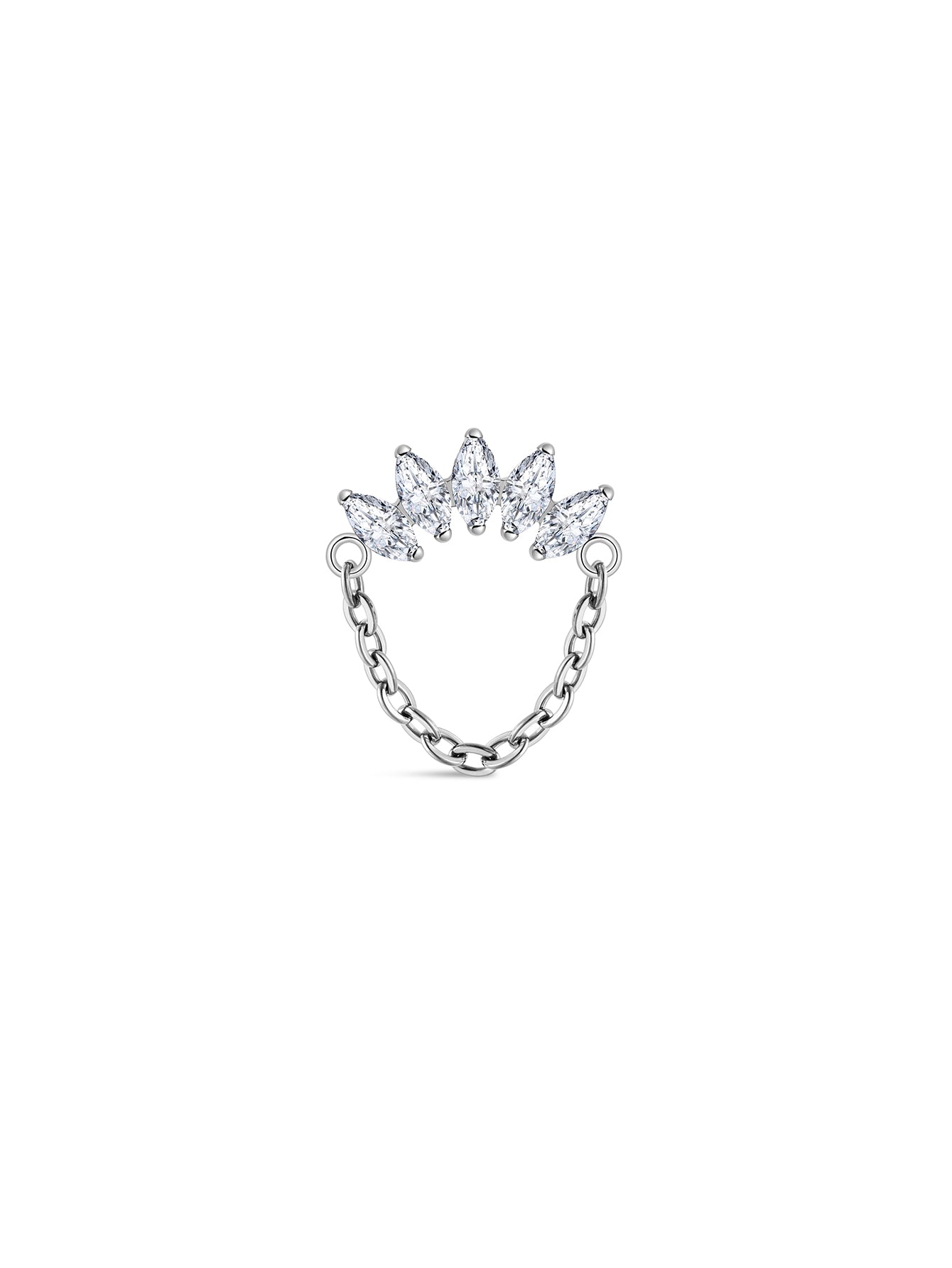 Piercing-Kette aus Titan in Implantatqualität mit CZ und flacher Rückseite