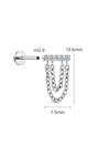 Kosiner Jewelry Impianto - Perno piatto con catena per piercing in titanio di grado