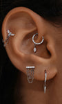 Kosiner Jewelry Impianto - Perno piatto con catena per piercing in titanio di grado