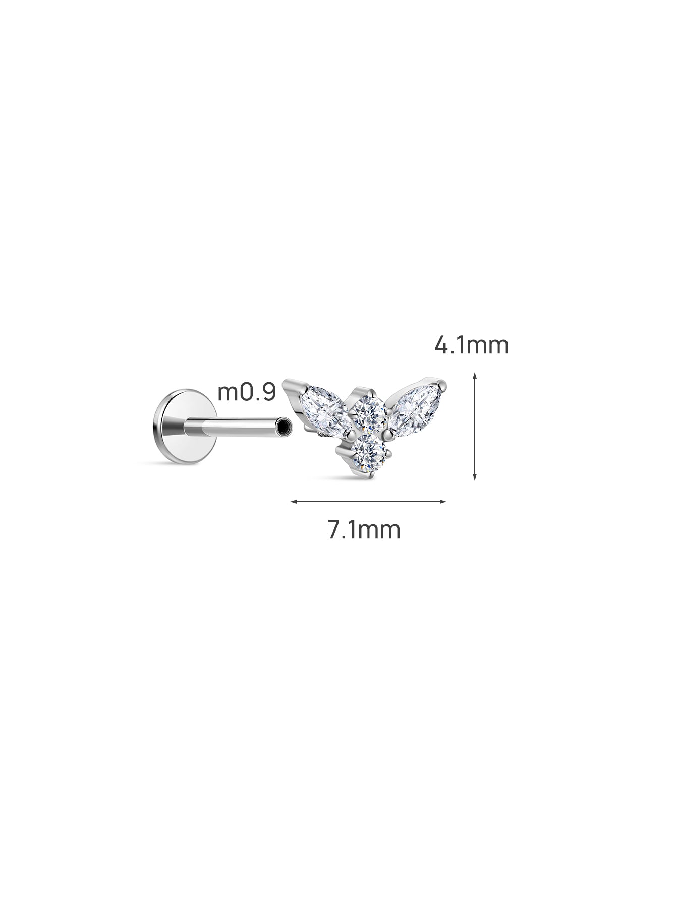 Implant-Grade Titanium CZ Wing Flatback Stud
