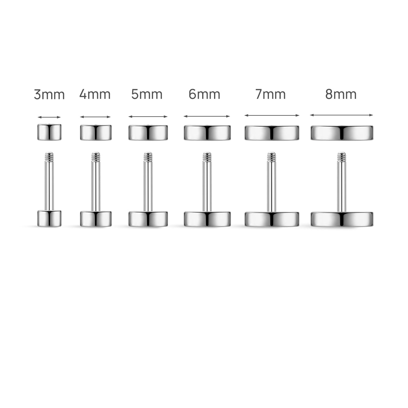 Titanium Flat Disc Flatback Piercing Stud (Labret / Lip /Tongue)