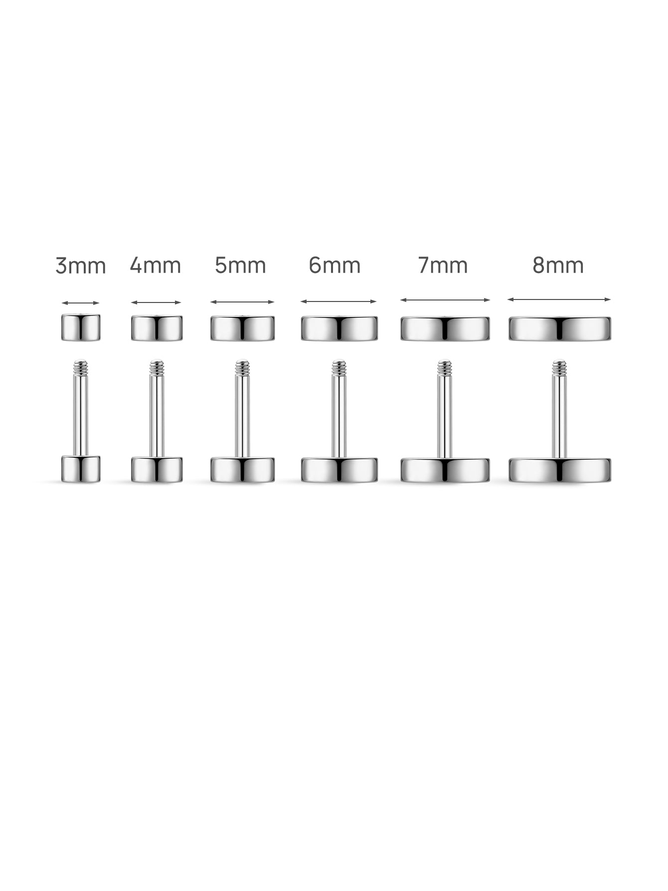 Titanium Flat Disc Flatback Piercing Stud (Labret / Lip /Tongue)