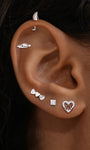 kosiner jewelry Titanium CZ Linked Heart Clover Flatback