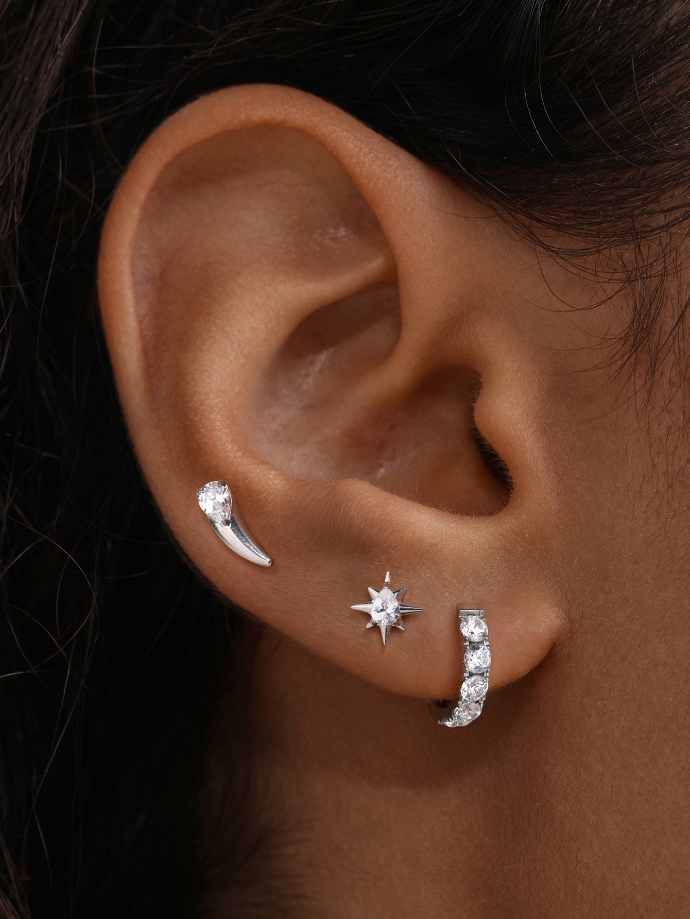 Titanium Pavé Huggie Hoops