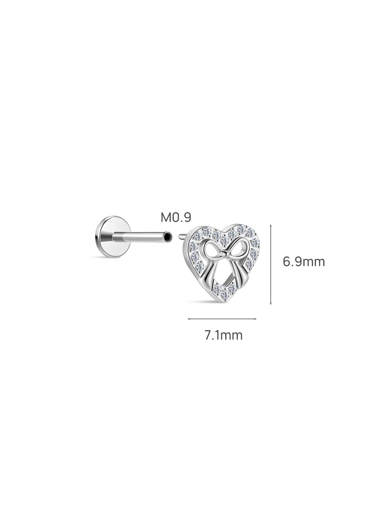 Titanium CZ Heart Bow Flatback