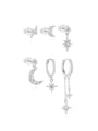 S925 Star and Moon Zircon Earring Set - Kosinerjewelry