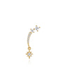 KOSINER Rising Star gold-plated left-ear earring with clear stones, a curved bar and a dangling eight-pointed star