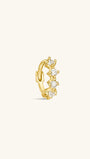 Single 925 Sterling Silver 18K gold plated hoop earring with 4 clear cubic zirconia stones.
