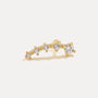Gold-plated 925 sterling silver earring with five prong-set cubic zirconia stones in a curved line.