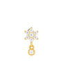 18kt gold plated sterling silver earring with flower cluster cubic zirconia and dangling round CZ charm.
