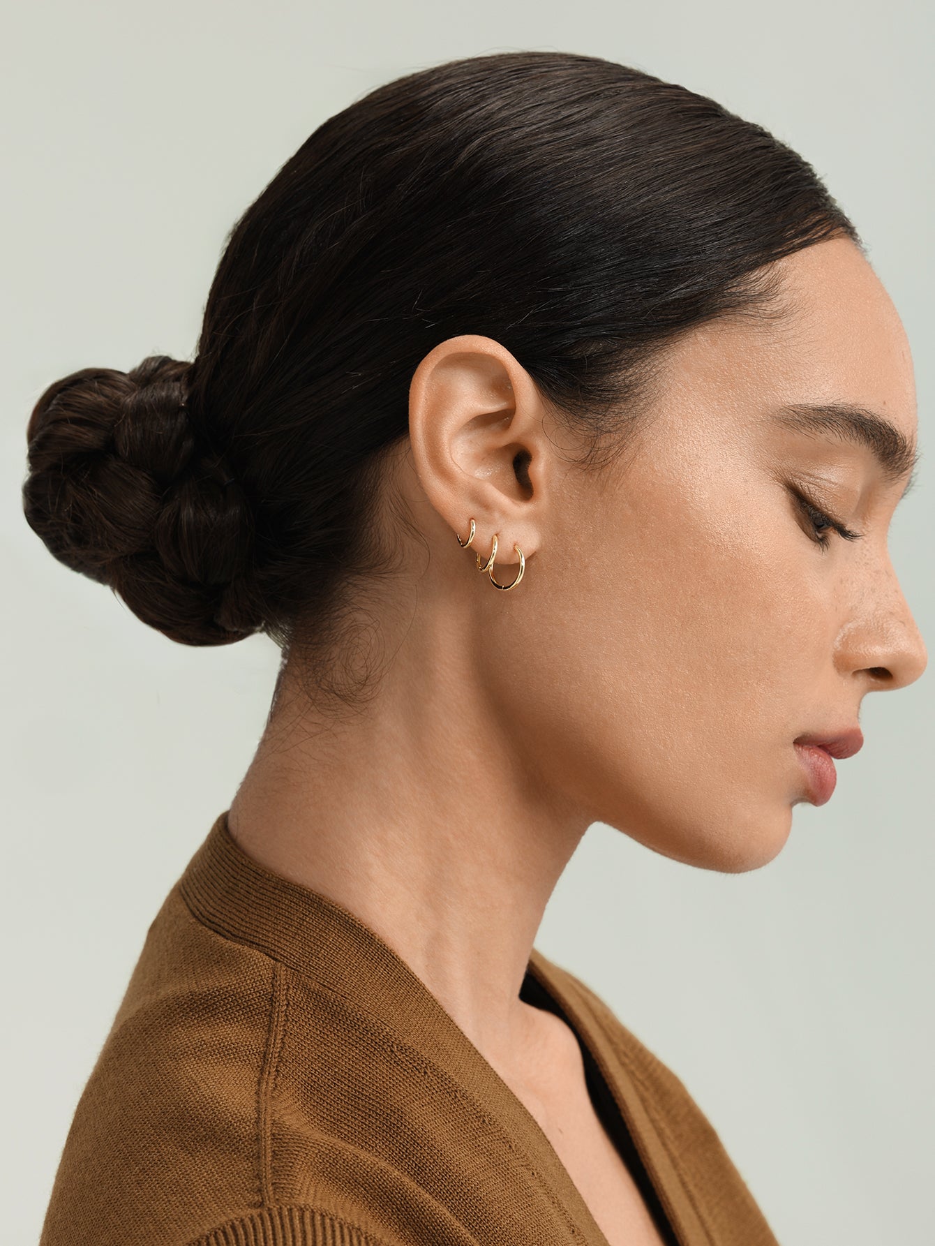 Juego de 3 piezas de pendientes brillantes de varios tamaños de plata de ley 925