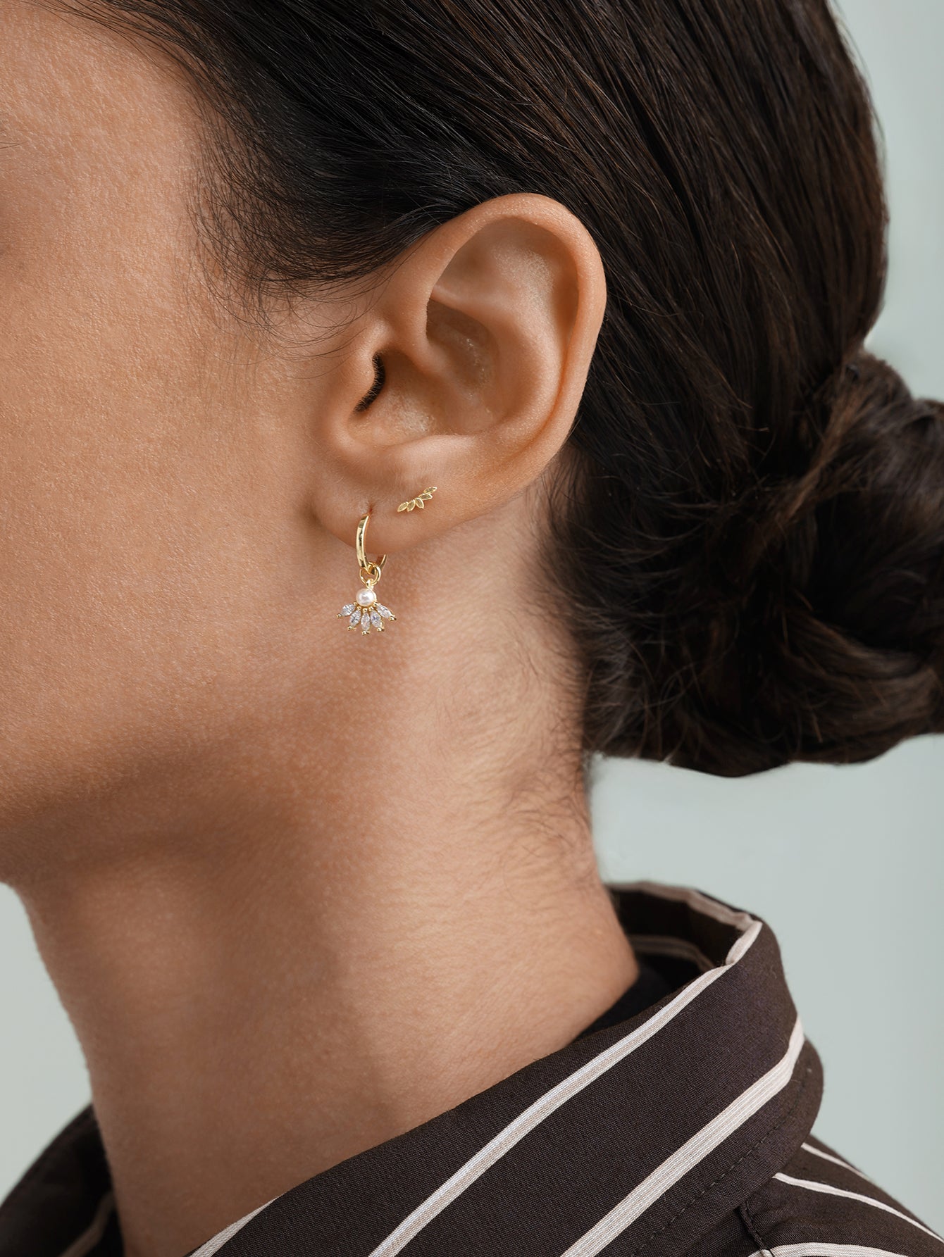 925 Sterling zilveren glanzende bloemblaadjes oorpiercing Stud