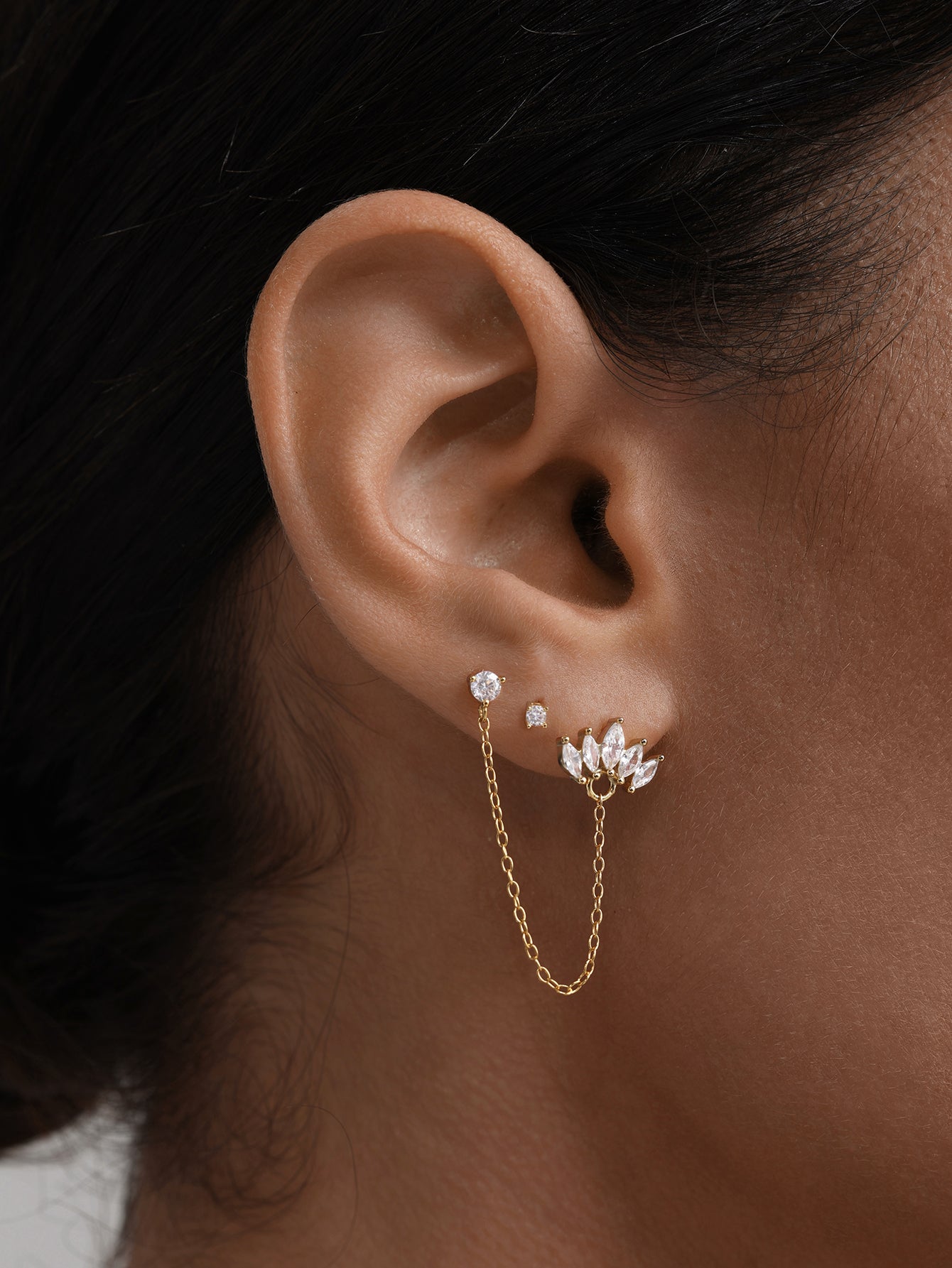 Clous ronds de base en argent sterling 925 avec zircone 2 mm 3 mm 4 mm