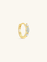 KOSINER 925 Sterling Silver Elegant Marquise Opal Hoop featuring ultra shine AAAAA cubic zirconia, hypoallergenic, and lightweight design.
