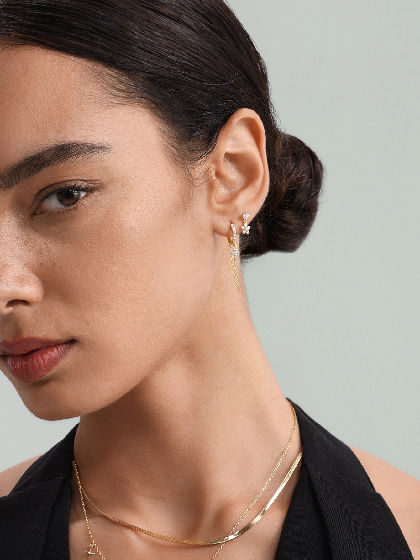 Zestaw 5 szt. kolczyków ze srebra próby 925 ze świeżym kwiatem i cyrkonią