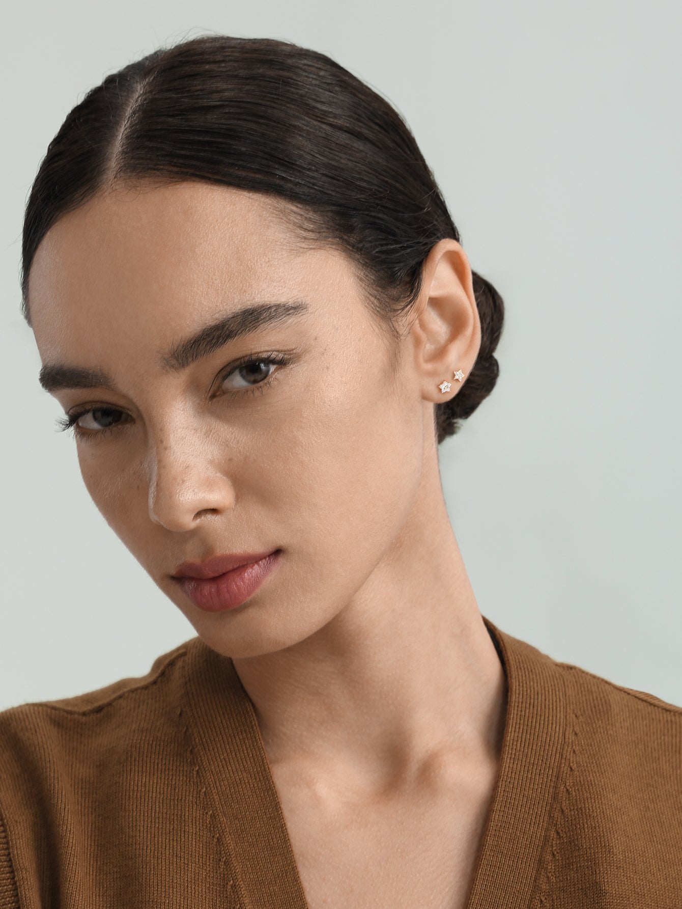 Boucle d'oreille piercing en argent sterling 925 avec fleur et zircon à dos plat réversible à usage quotidien