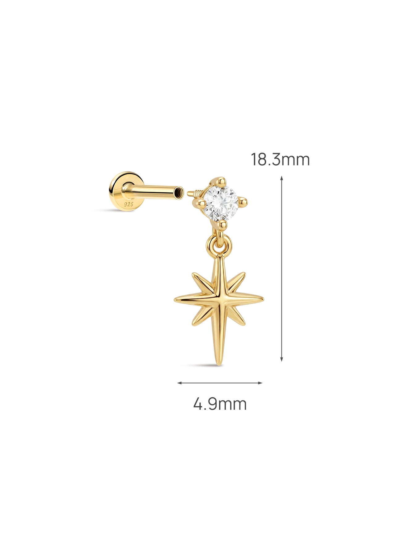925 スターリング シルバー スター ペンダント イヤー ピアス スタッド
