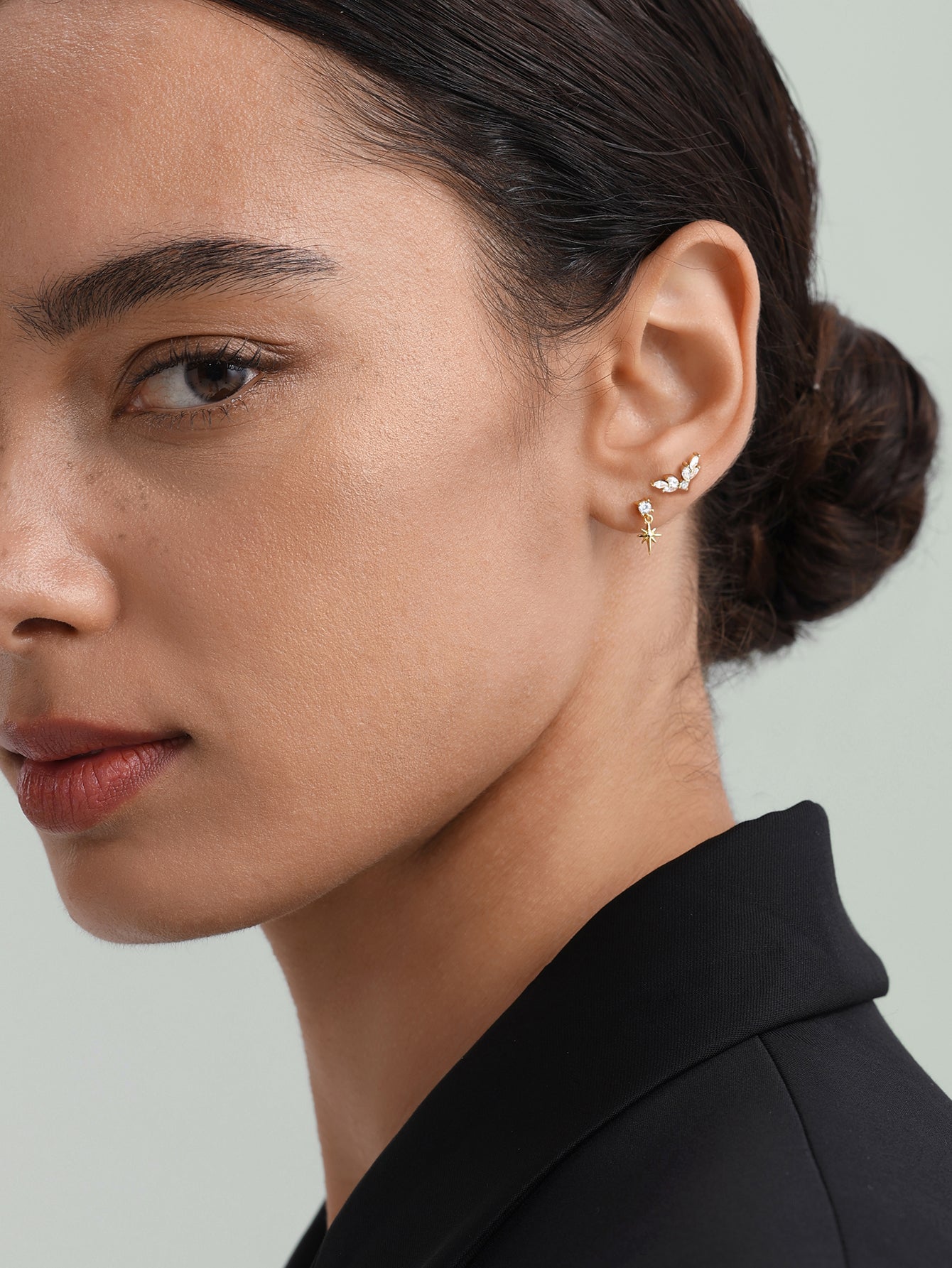 Clou de perçage d'oreille pendentif étoile en argent sterling 925