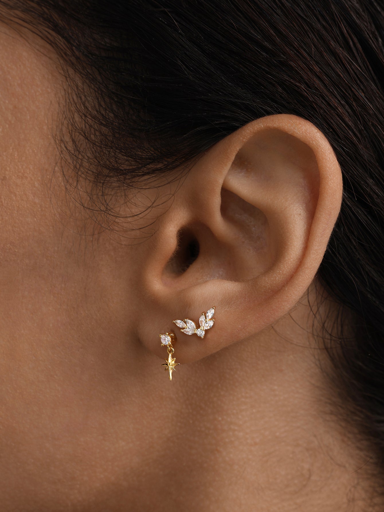 Clou de perçage d'oreille pendentif étoile en argent sterling 925