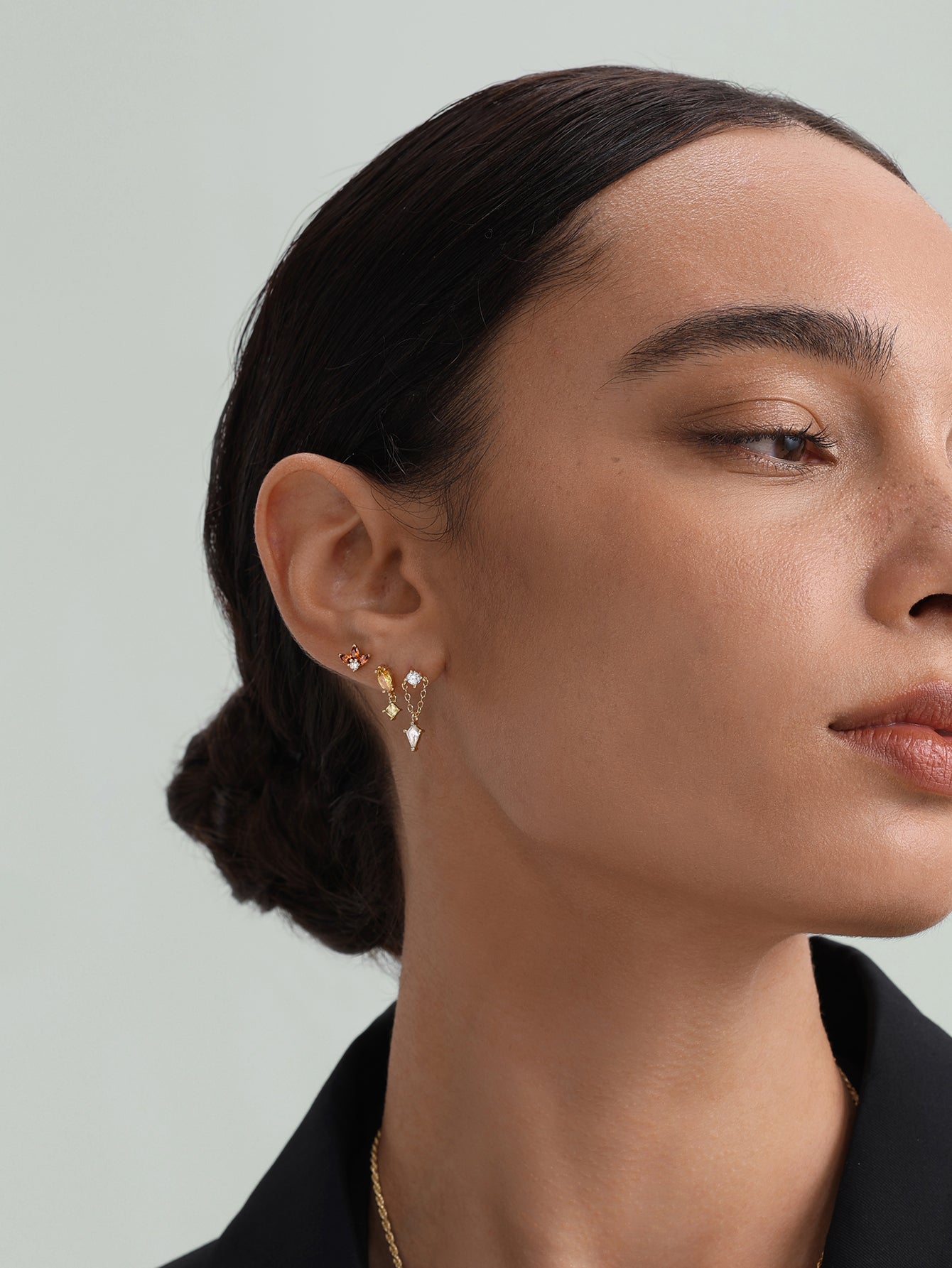 925 Sterling Silber Kettenanhänger Zirkon Ohrpiercing Ohrstecker