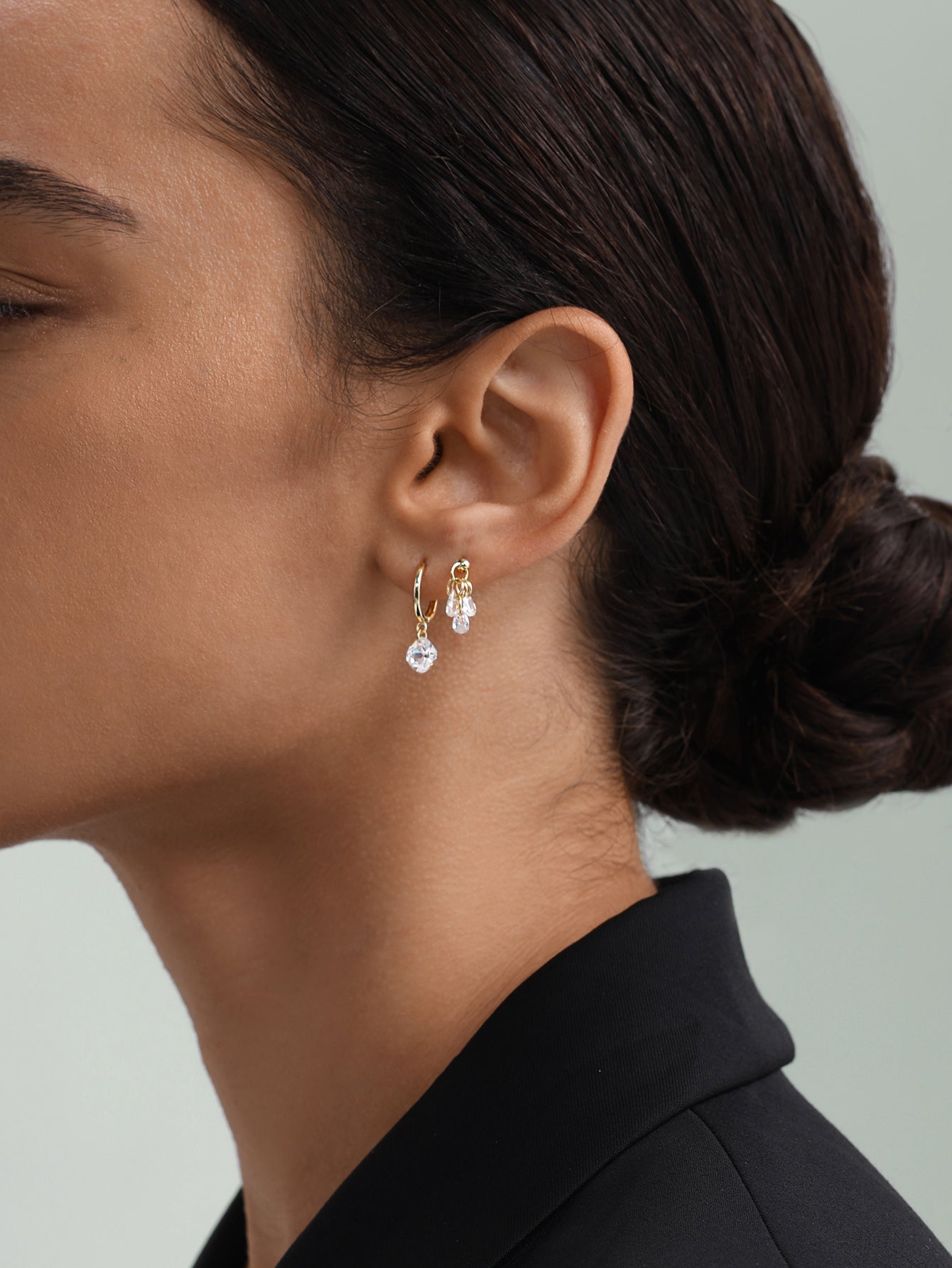 925 Sterling Silver Water Drop Pendant Full Ear Fashion Hoop Stud Earring Collection