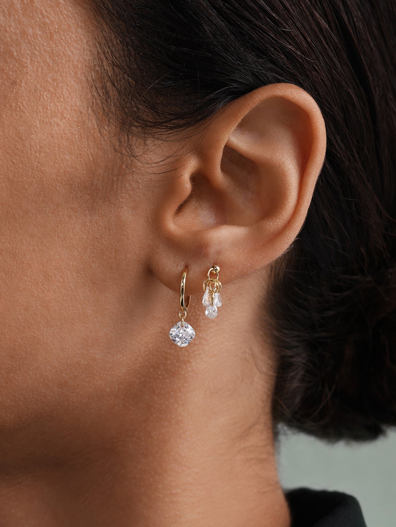 925 Sterling Silver Water Drop Pendant Full Ear Fashion Hoop Stud Earring Collection