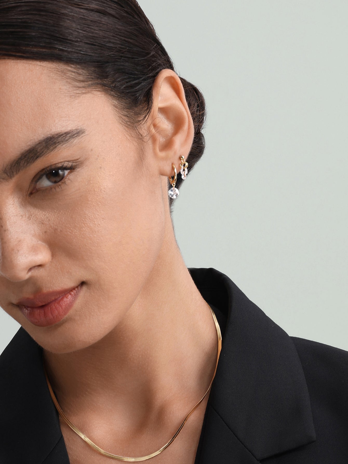 925 Sterling Silver Water Drop Pendant Full Ear Fashion Hoop Stud Earring Collection