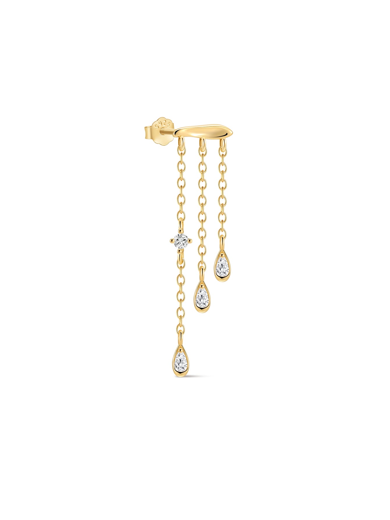 KOSINER Flow 18K Gold Plated Bezel Tassel Ear Piercing Stud