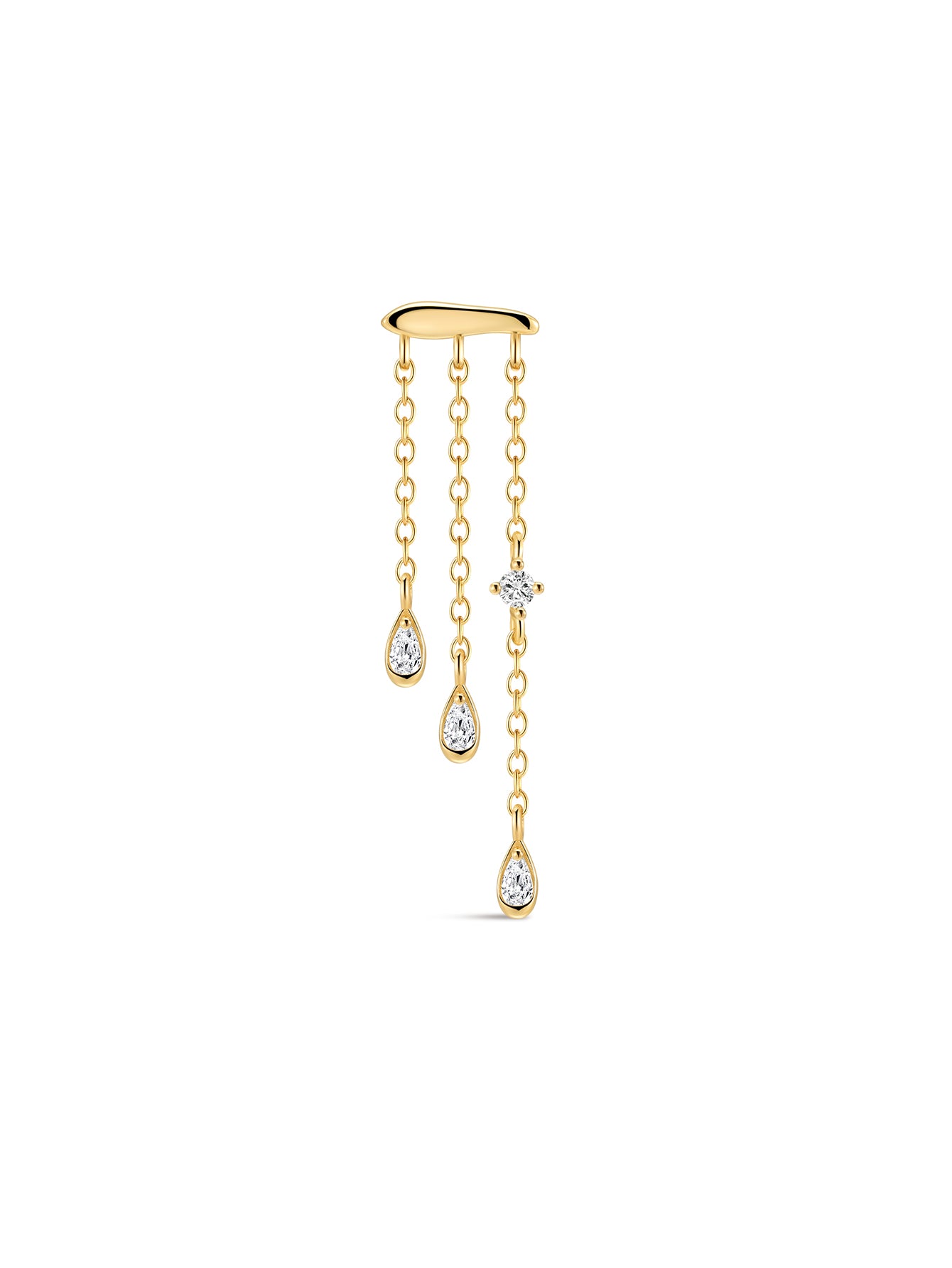 KOSINER Flow 18K Gold Plated Bezel Tassel Ear Piercing Stud
