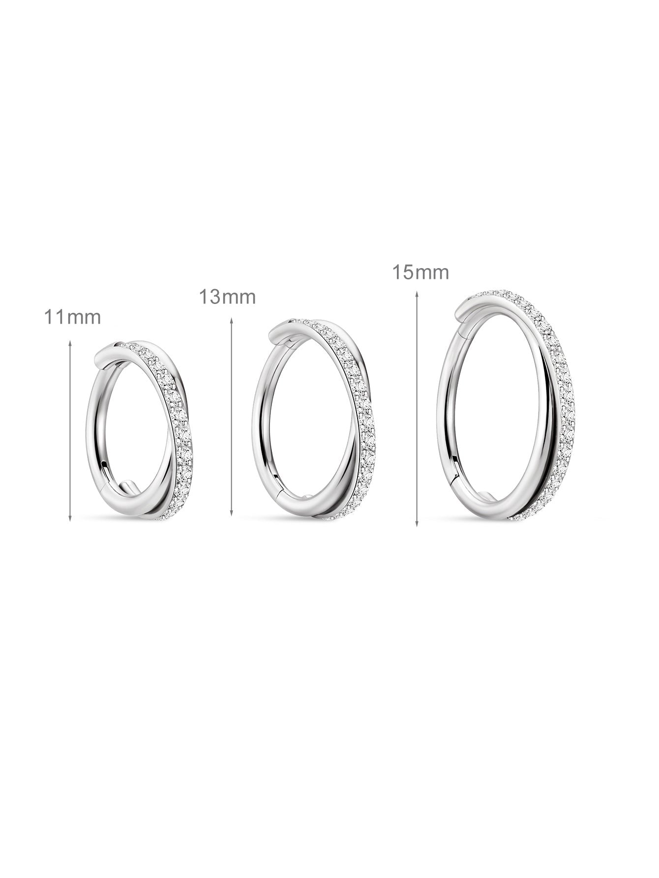 Titanium klauw Pave Huggies