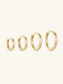 Four gold-plated 925 sterling silver hoop earrings in various sizes, ideal for daily casual wear.