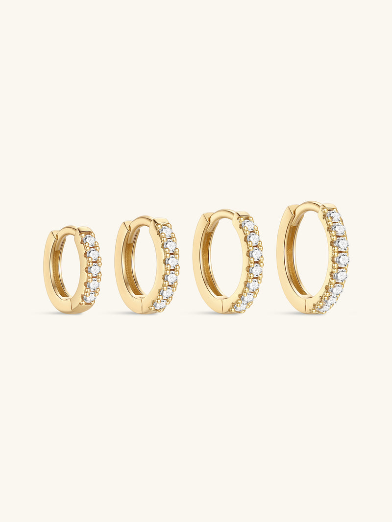 925 Sterling Silver Dainty Elegant Zircon Huggies Earrings