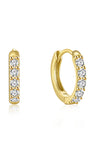 Gold plated 925 sterling silver huggie hoop earrings with AAAAA cubic zirconia stones.