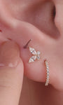 KOSINER 14K Solid Gold Minimalist Drop Flat Back Stud, single piercing earring 