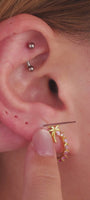 KOSINER Multicolor 14K Gold Double CZ Studs in Curated Ear Piercing, Everyday Wear Look