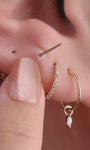 KOSINER 14K Solid Gold Minimalist Spliced Flat Back Stud, Nickel-Free Waterproof Sleep Friendly Dainty Multi Piercing Jewelry for Women