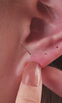KOSINER 14K Solid Gold Delicate Marquise Trio Flat Back Stud with CZ