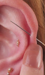 KOSINER Triple-Point Cluster Stud Ear Stack, 14K Gold Helix Conch Piercing Jewelry for Women, Waterproof & Sleep-Friendly
