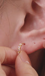 KOSINER Gem Garden 14K Solid Gold Three Stone Trio Cluster Flat Back Stud, Amethyst Blue Topaz Clear CZ Multi Gem Cartilage Piercing Earring, Hypoallergenic Stackable for Helix Tragus Lobe Conch