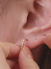 KOSINER Gem Garden 14K Solid Gold Three Stone Trio Cluster Flat Back Stud, Amethyst Blue Topaz Clear CZ Multi Gem Cartilage Piercing Earring, Hypoallergenic Stackable for Helix Tragus Lobe Conch