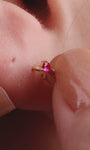 Coastal-themed full ear stacking look with KOSINER 14K gold whale flat back helix stud, matched seahorse, shark, octopus, mermaid tail ocean animal piercing studs, seaside vacation aesthetic multi-piercing ear styling by the sea